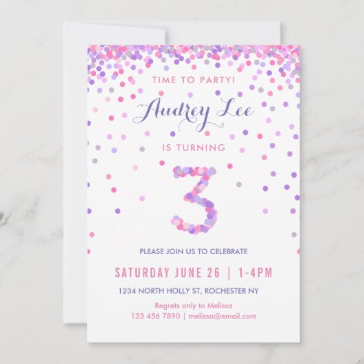 Meisjes 3e verjaardag derde verjaardag kaart (Voorkant)