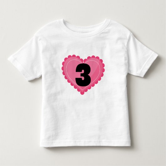 Meisjes 3e Verjaardag Hart Kinder Shirts (Voorkant)
