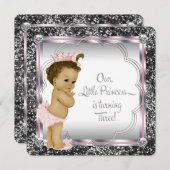 Meisjes 3e verjaardagsfeest kaart (Voorkant / Achterkant)