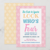 Meisjes 4th Birthday Invitation Gezegden Kaart (Voorkant / Achterkant)