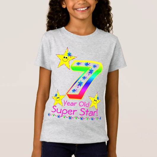 Meisjes 7 jaar oud superster Shirt (Voorkant)