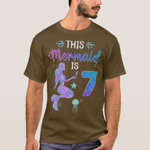 Meisjes 7e verjaardag Deze zeemeermin is 7 T-shirt