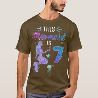 Meisjes 7e verjaardag Deze zeemeermin is 7 T-shirt