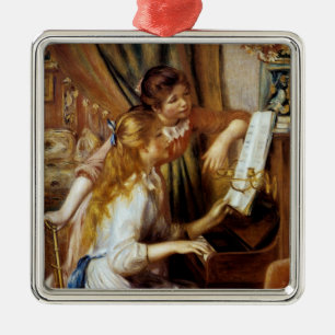 Meisjes aan de Piano Metalen Ornament
