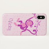 Meisjes aap paars en roze naam iphone case (Achterkant (horizontaal))