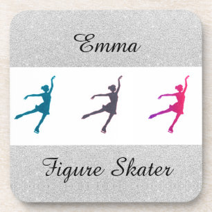 Meisjes Afbeelding Skater/Ice Skating Personalized Bier Onderzetter