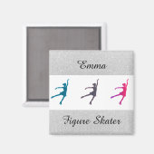 Meisjes Afbeelding Skater/Ice Skating Personalized Magneet (Voorkant / Achterkant)