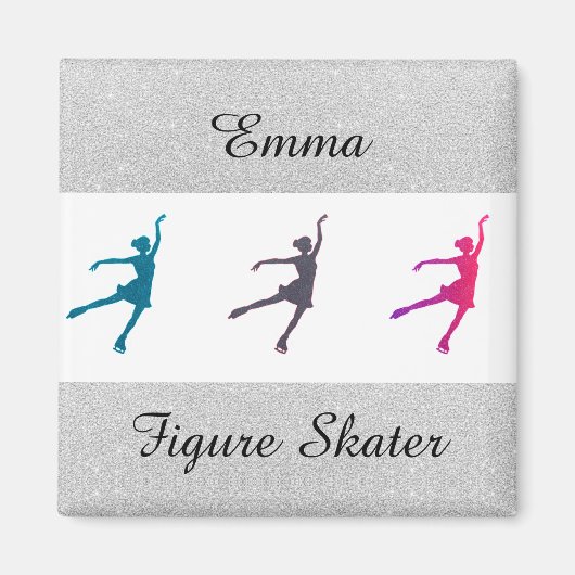 Meisjes Afbeelding Skater/Ice Skating Personalized Magneet (Voorkant)
