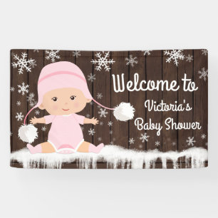 Meisjes Baby Het Is Koud Buiten Baby Shower Vlag Spandoek