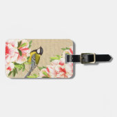 Meisjes bagagelabel met vogel en bloemen (Voorkant horizontaal)