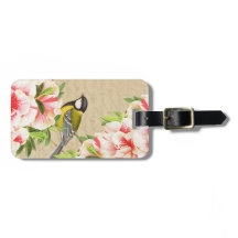 Meisjes  bagagelabel met vogel en bloemen