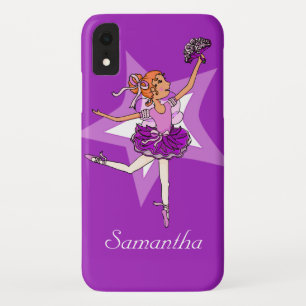 Meisjes ballerina paarse rode haarnaam iPhone XR hoesje