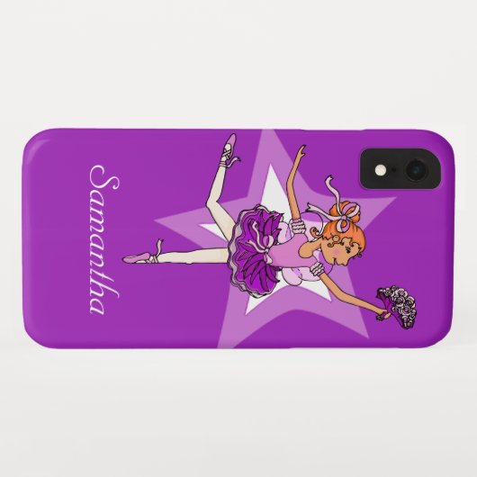 Meisjes ballerina paarse rode haarnaam Case-Mate iPhone case (Achterkant (horizontaal))