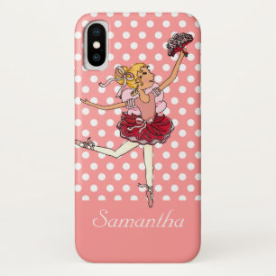 Meisjes ballerina roze blond haar aangepaste naam  iPhone x hoesje