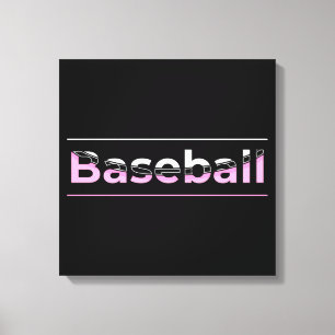 Meisjes Baseball - Roze geometrische typografie Canvas Afdruk