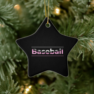 Meisjes Baseball - Roze geometrische typografie Keramisch Ornament