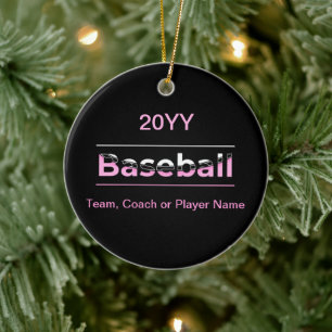 Meisjes Baseball - Roze geometrische typografie Keramisch Ornament