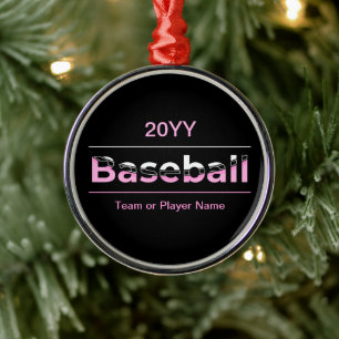 Meisjes Baseball - Roze geometrische typografie Metalen Ornament