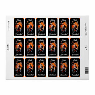 Meisjes Basketbal Aquarel Gepersonaliseerd Etiket