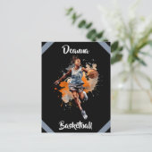 Meisjes Basketbal Waterverf gepersonaliseerd Briefkaart (Staand voorkant)