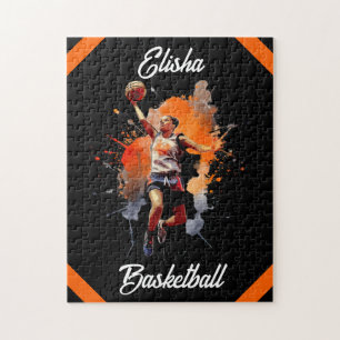 Meisjes Basketbal Waterverf gepersonaliseerd Legpuzzel