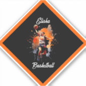 Meisjes Basketbal Waterverf gepersonaliseerd Sticker (Voorkant)