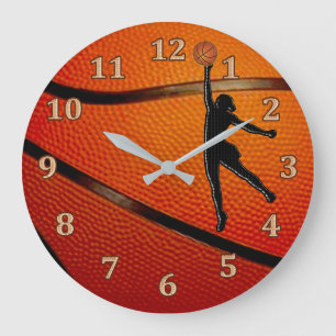 Meisjes Basketball Clock, Girls Basketball Bedroom Grote Klok