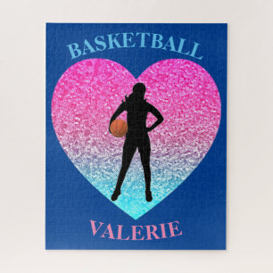 Meisjes Basketball Heart Persoonlijke Puzzle Legpuzzel