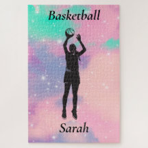 Meisjes Basketball met Waterverf achtergrond meisj