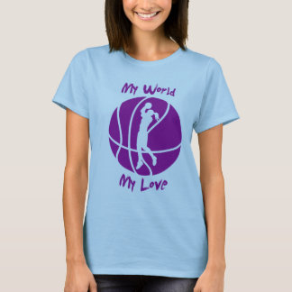 Meisjes Basketball Mijn wereld, Mijn liefde T-shirt