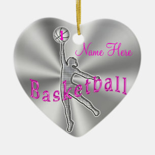 Meisjes Basketball versiert haar naam en nummer Keramisch Ornament