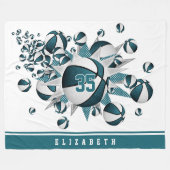 meisjes basketballen sterren blauwgroen wit gepers fleece deken (Voorkant (Horizontaal))