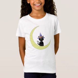 Meisjes Bella Fitted Babydoll T-Shirt/Zwarte Kat T-shirt