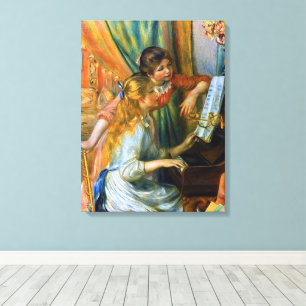 Meisjes bij de piano door Pierre Renoir Canvas Afdruk