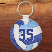 meisjes blauw wit volleybal aangepaste jersey numm sleutelhanger (Voorkant)