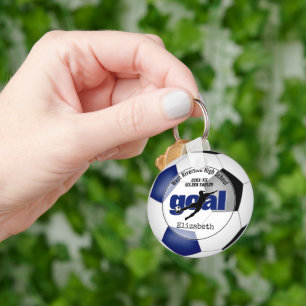 Meisjes Blauw Zwart Voetbal Team Spirit Gifts Onde Sleutelhanger