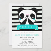 Meisjes Blauwgroen Panda 5th Birthday Party Kaart (Voorkant)