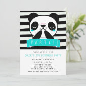 Meisjes Blauwgroen Panda 5th Birthday Party Kaart (Staand voorkant)