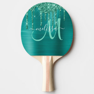 Meisjes Blauwgroen uitstrijken Glitter geborsteld Tafeltennisbatje