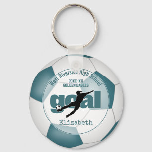 Meisjes blauwgroen Wit Voetbal Sport Team Gifts Sleutelhanger