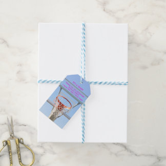 Meisjes Blue Sky Verjaardag Party Basketbal Hoop Cadeaulabel