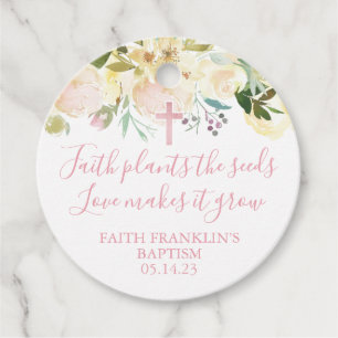 Meisjes Blush Floral Faith Planten zaden Baptisme Bedankjes Labels