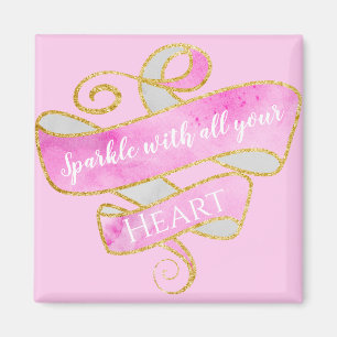 Meisjes  Blush Pink Gold Glitter Sparkle Heart Magneet