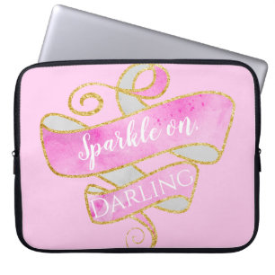 Meisjes Blush Pink Gold Glitter Sparkle on, Darlin Laptop Sleeve