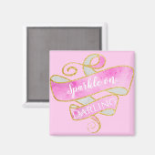 Meisjes Blush Pink Gold Glitter Sparkle on, Darlin Magneet (Voorkant / Achterkant)