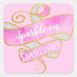 Meisjes Blush Pink Gold Glitter Sparkle on, Darlin Vierkante Sticker
