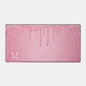 Meisjes Blush Pink Sparkle Glitter Driemonogram Bureaumat (Voorkant)