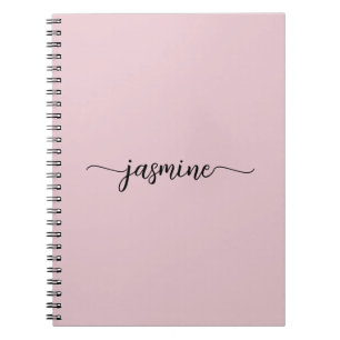Meisjes Blush Roze Matig Manuscript Monogram Naam Notitieboek