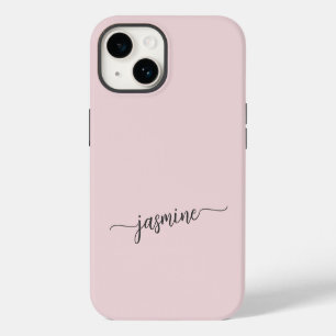 Meisjes Blush Roze Monogram Naam Handtekening Scri iPhone 14 Hoesje