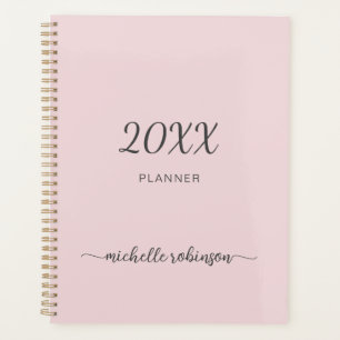 Meisjes Blush Roze Monogram Naam script 2023 Plann Planner